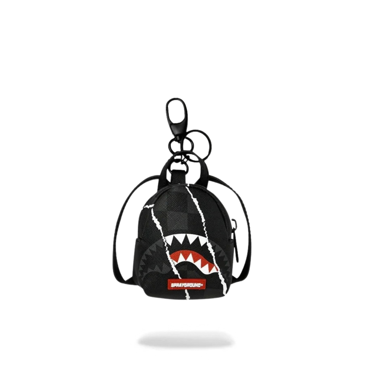 Sprayground Center Rip Revealing Gray Check Backpack Keychain - OnSize