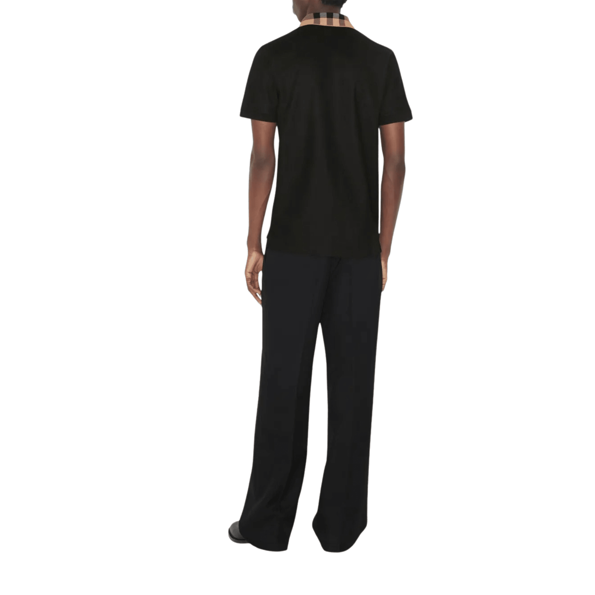 Burberry Check Collar Cotton Polo Shirt Black - OnSize