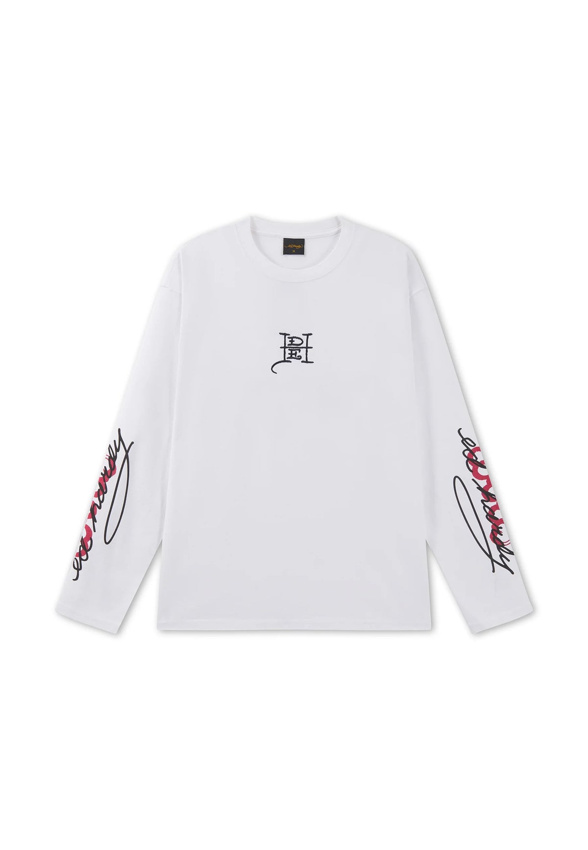 Ed Hardy Flying Twin Dragon Graphic Long Sleeve Relaxed T-Shirt White - OnSize