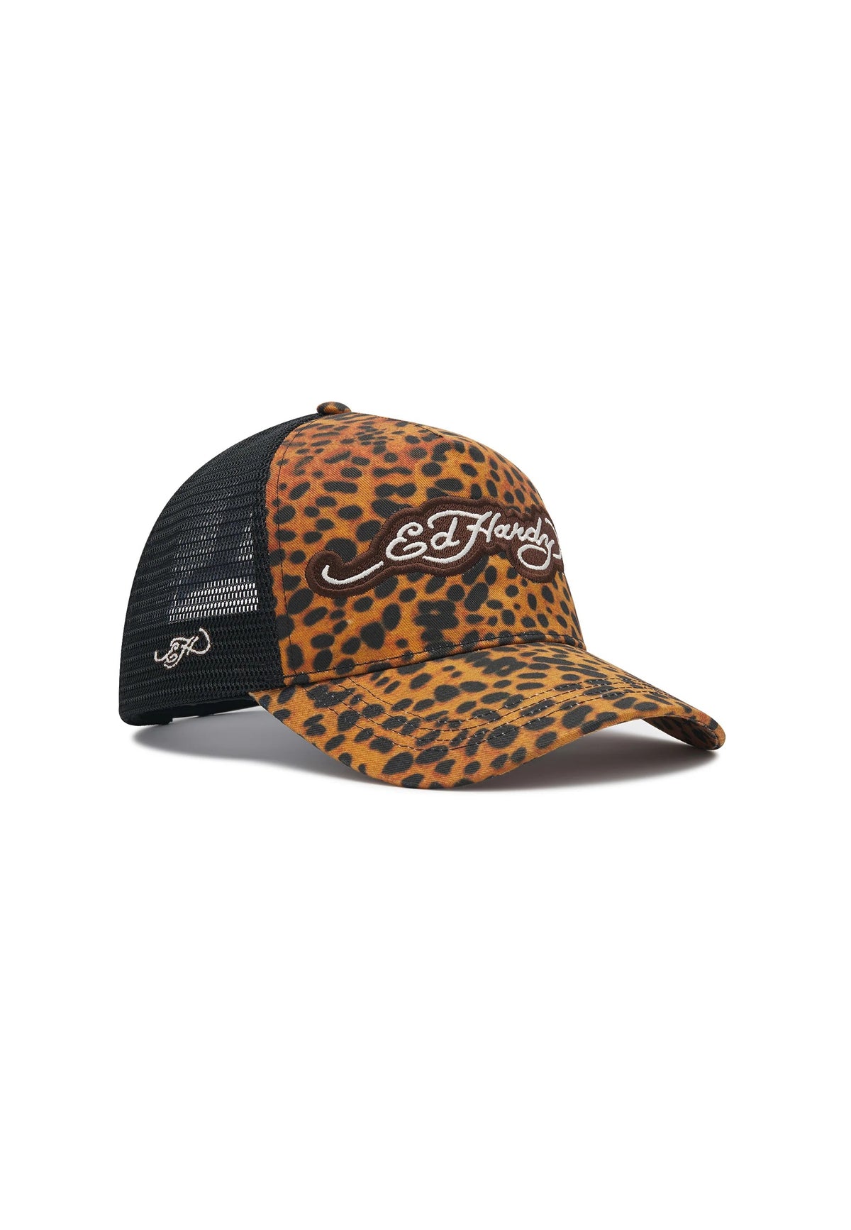 Ed Hardy Leopard Print 5 Panel Brown Trucker Cap