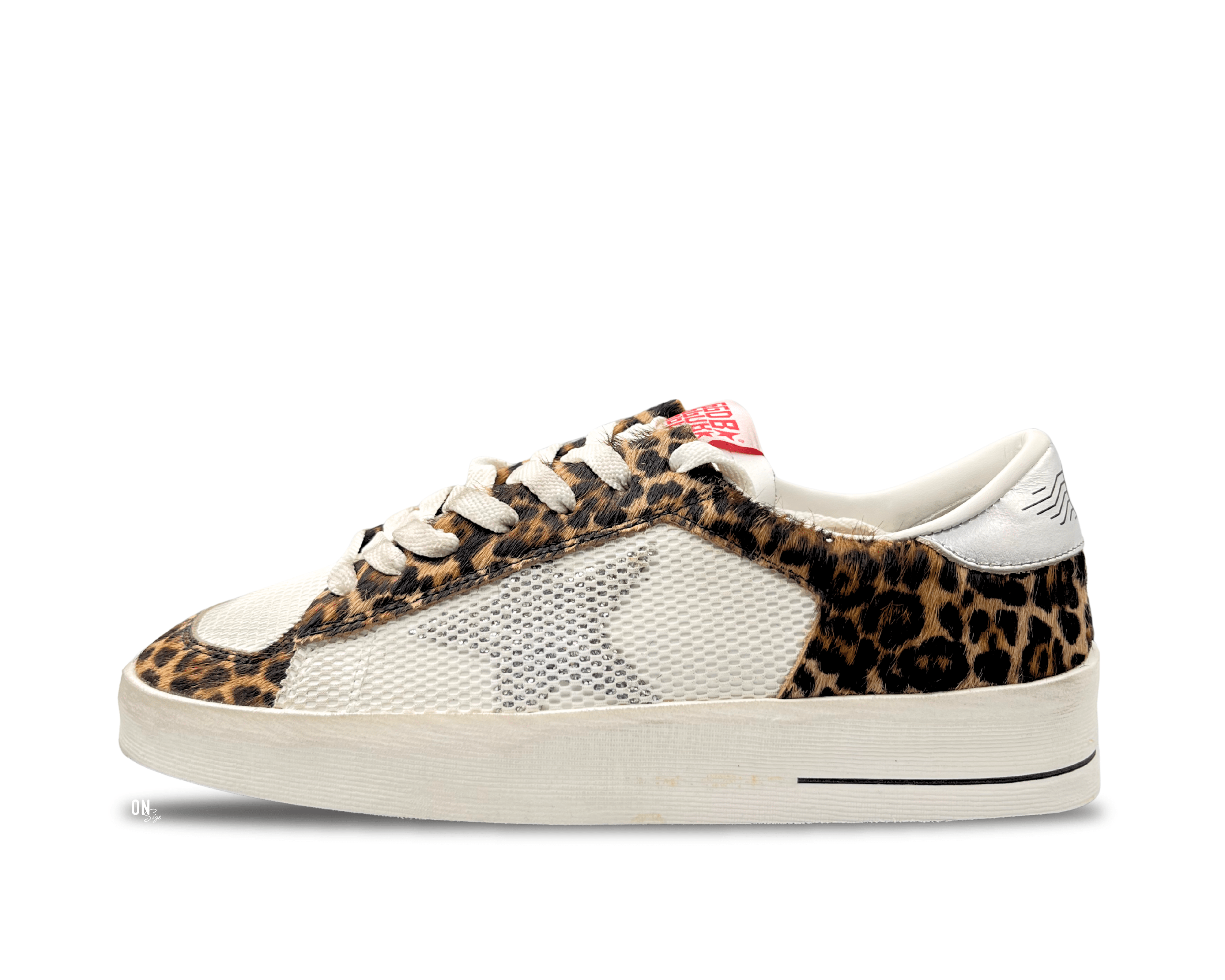 Golden Goose Stardan Private Edition White Leopard Crystal Star - OnSize