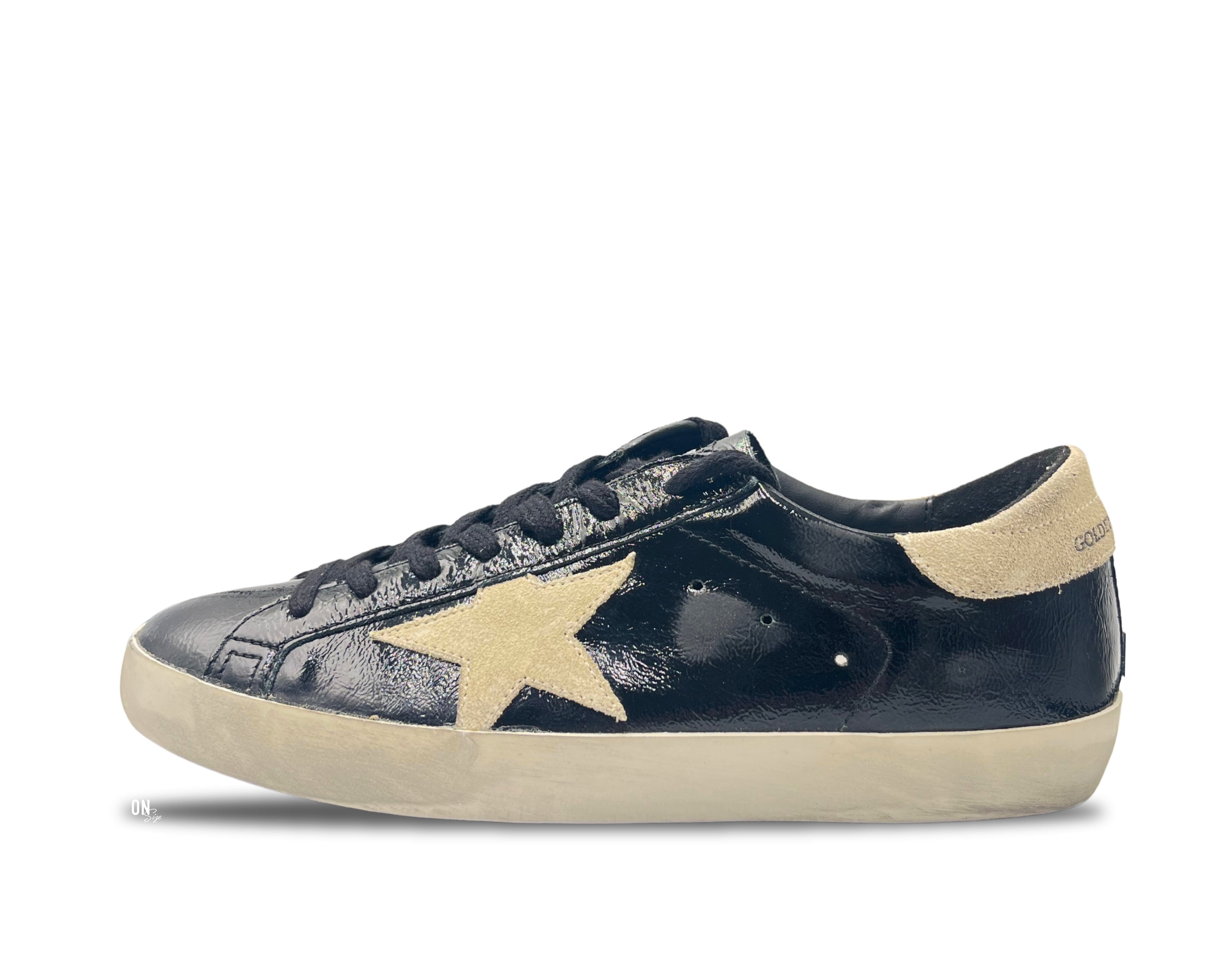 Golden Goose Super-Star Limited Edition Black Leather White Suede Star - OnSize