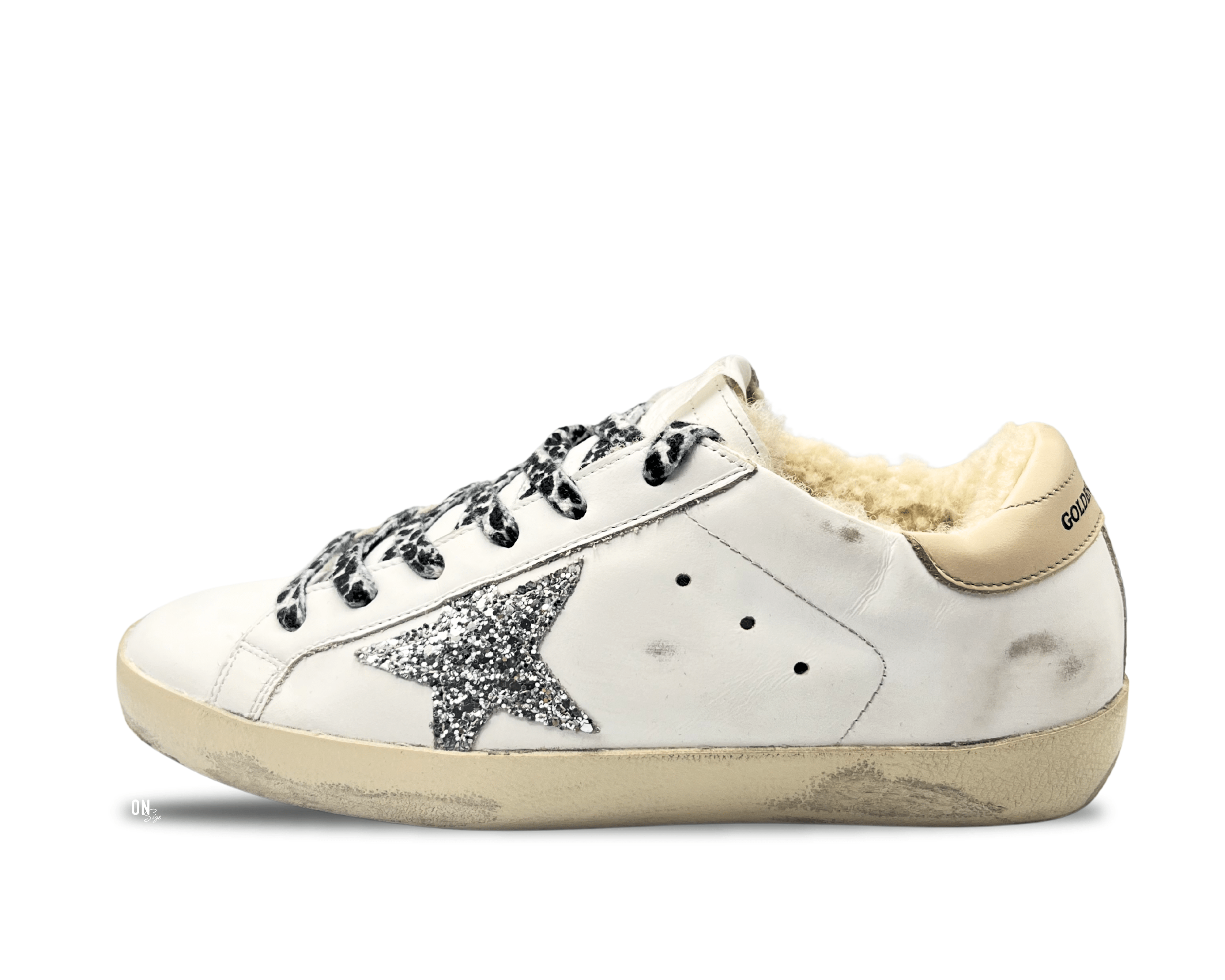 Golden Goose Super-Star Private Edition Shearling Silver Glitter Star - OnSize