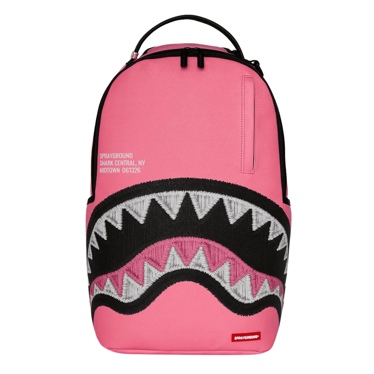 Sprayground Shark Central Pink Embroidered Shark Backpack - OnSize