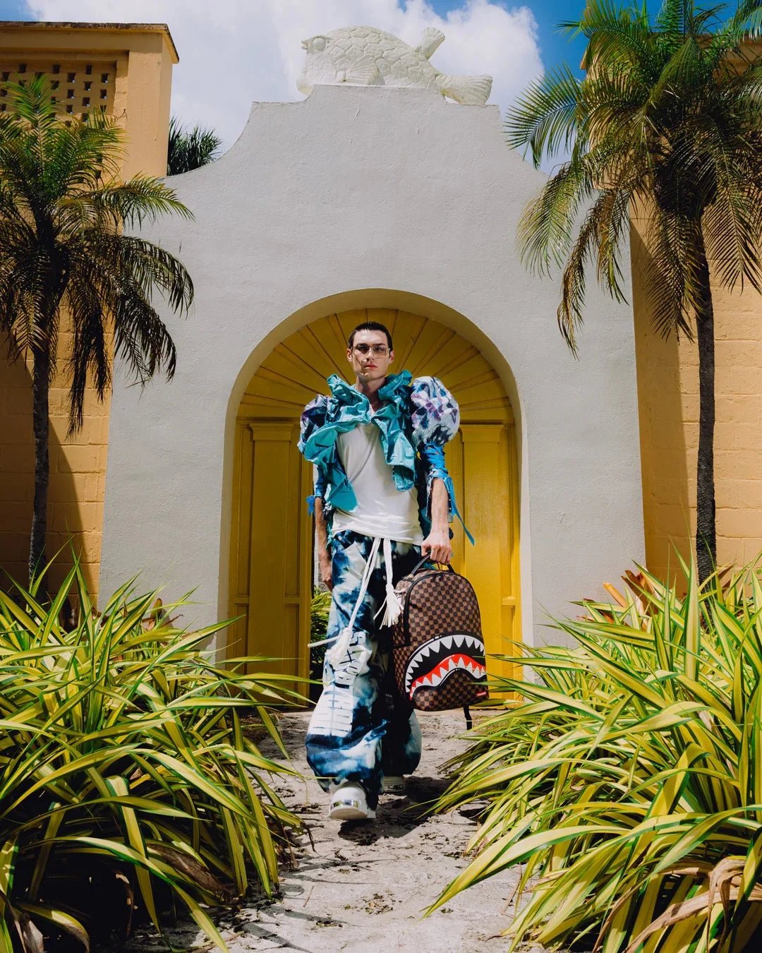 Sprayground Sharks In Paris WTF Bubble Brown Check Backpack - OnSize