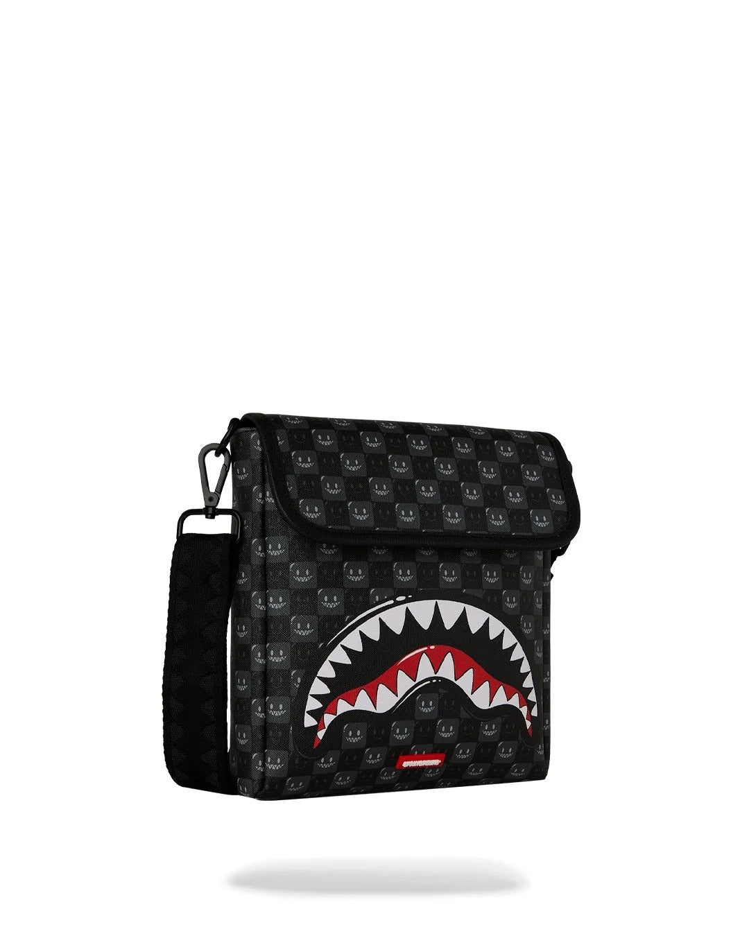 Sprayground Sharks In Paris WTF Bubbly Black Check Messenger Sling - OnSize
