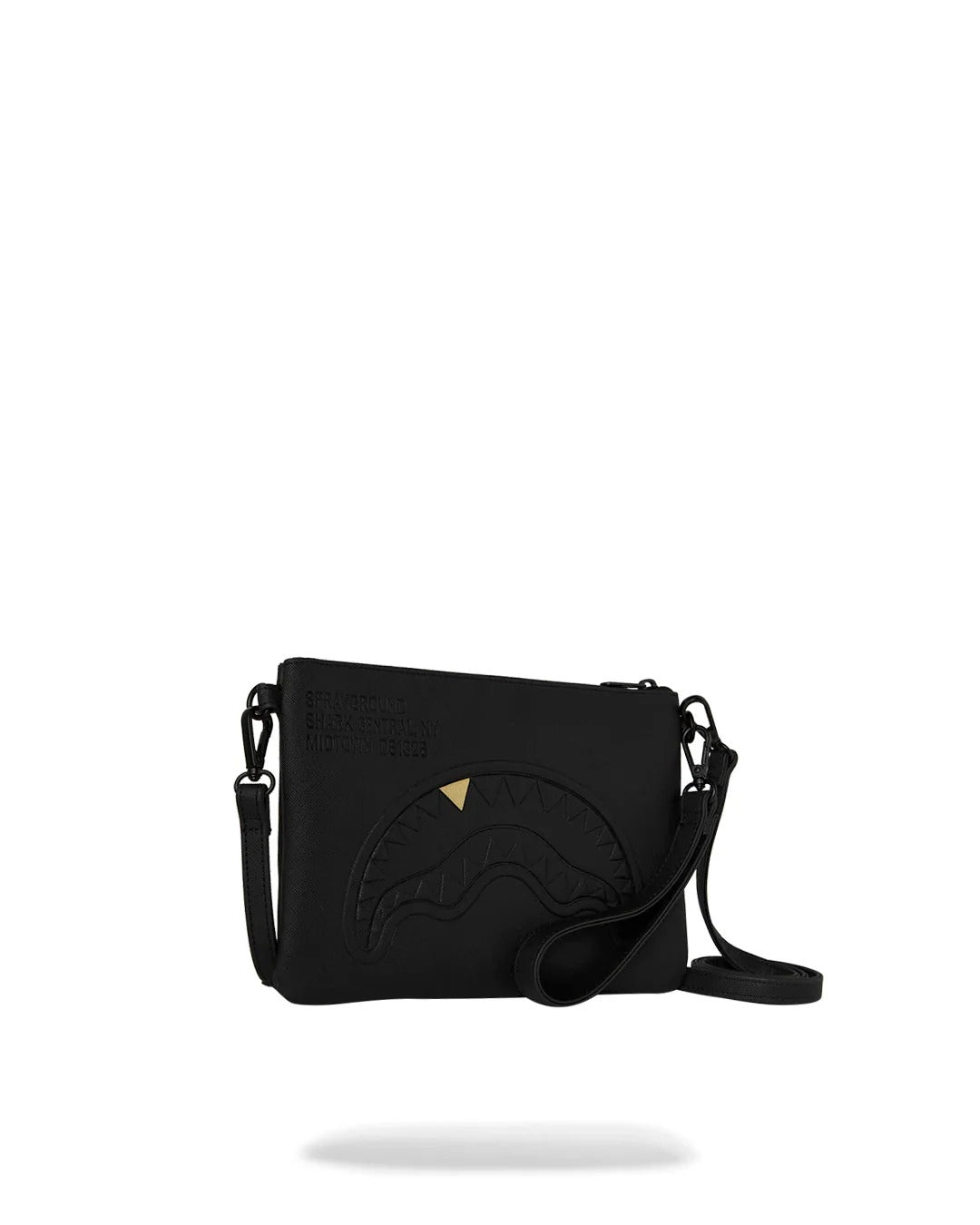 Sprayground Blacked Out Embossed Gold Tooth Crossover Clutch - OnSize