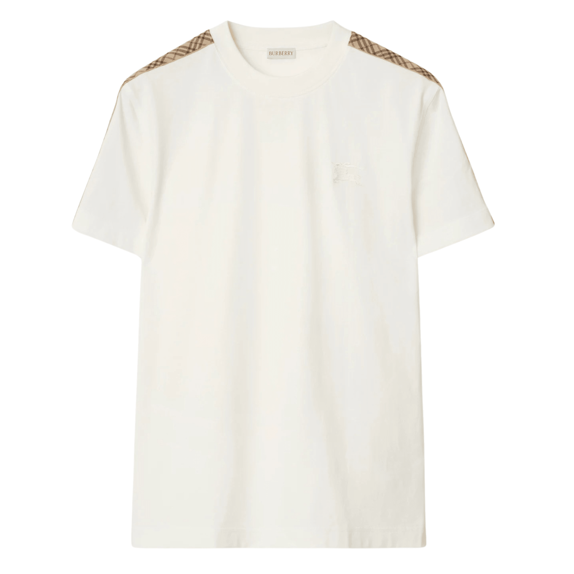 Burberry Check Trim Cotton T-shirt Chalk White - OnSize