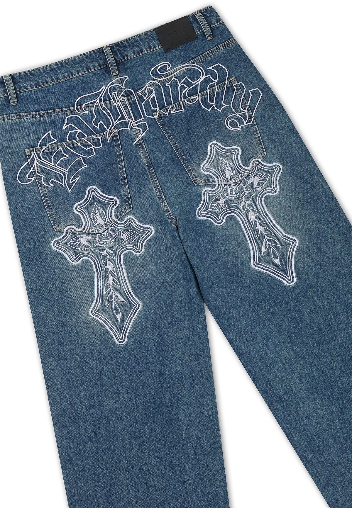 Ed Hardy Gothic Contrast Cross Xxtra Jeans Mid Blue