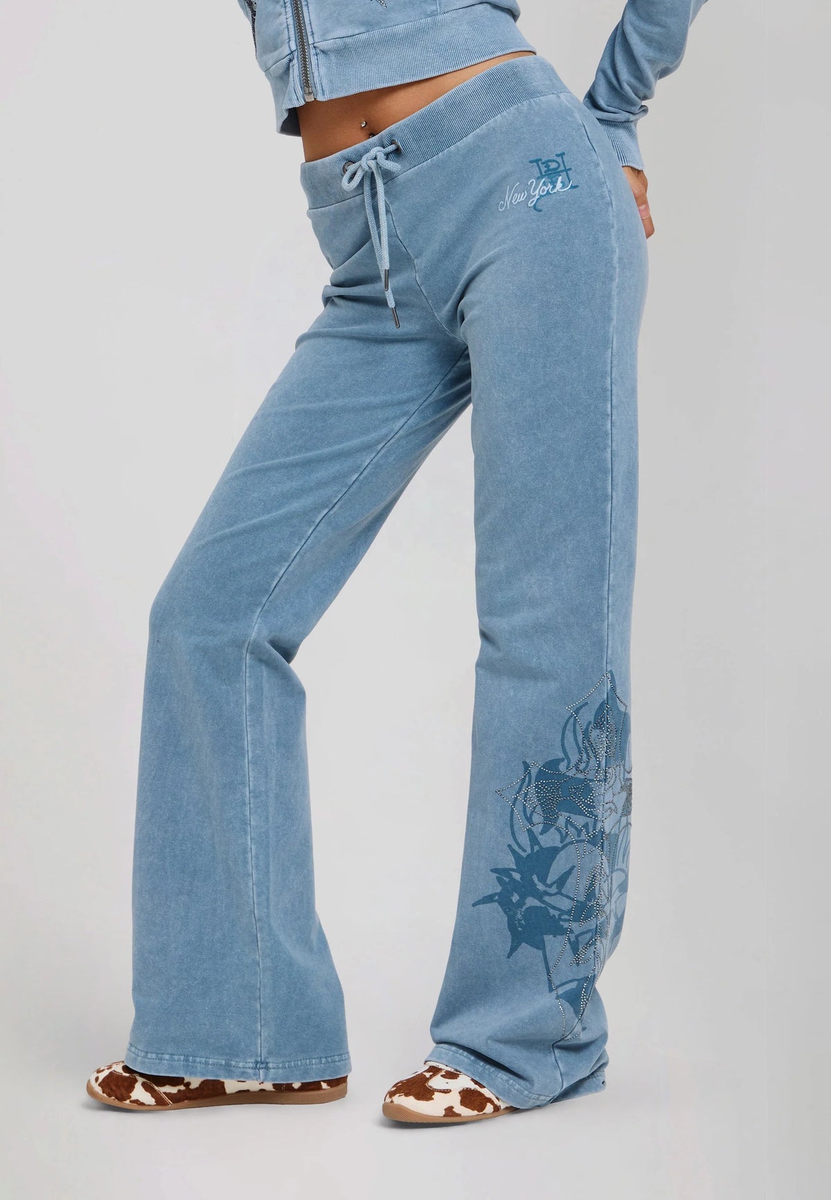 Ed Hardy Cross And Thorns Washed Flared Joggers Blue