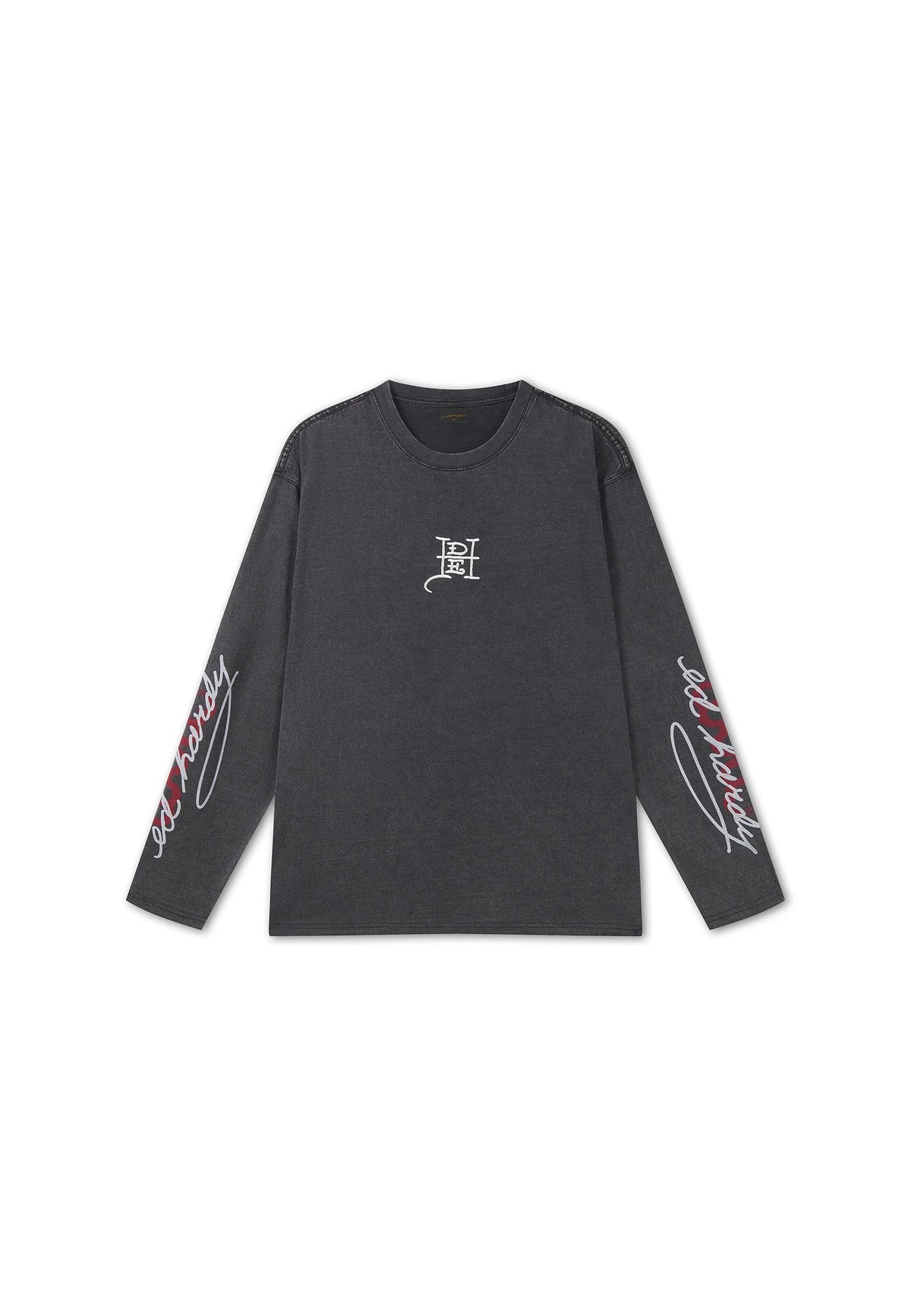 Ed Hardy Flying Twin Dragon Graphic Long Sleeve Relaxed T-Shirt Black - OnSize