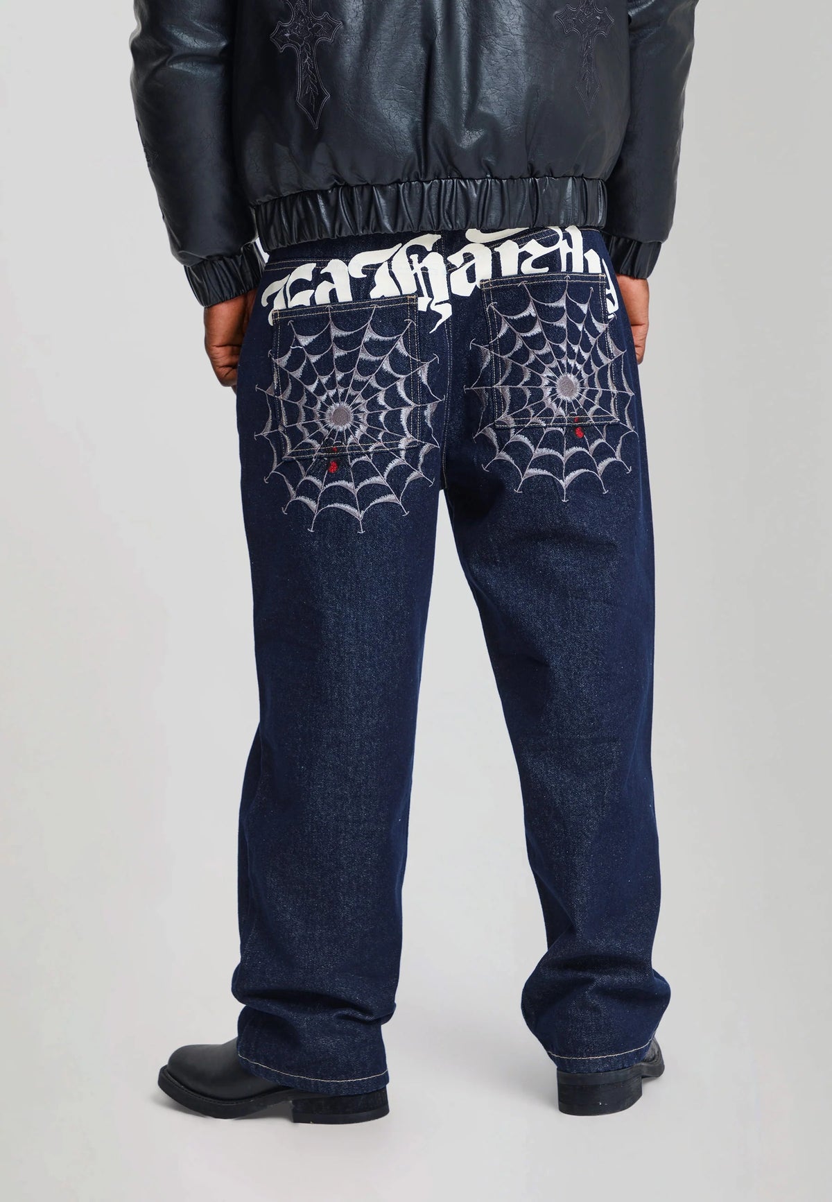 Ed Hardy Black Widow Baggy Denim Trousers Jeans Indigo - OnSize