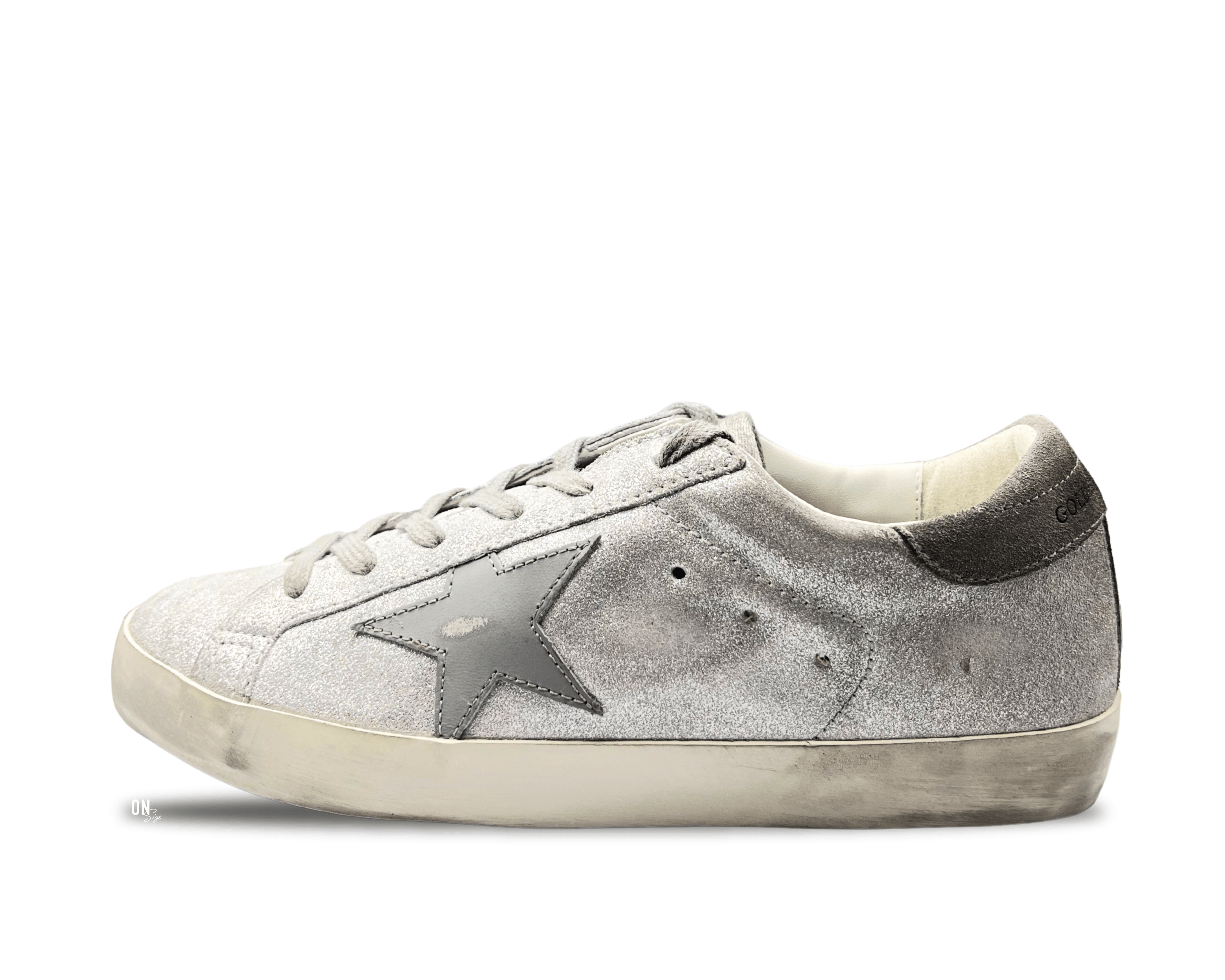 Golden Goose Super-Star Grey White Glitter-Effect - OnSize