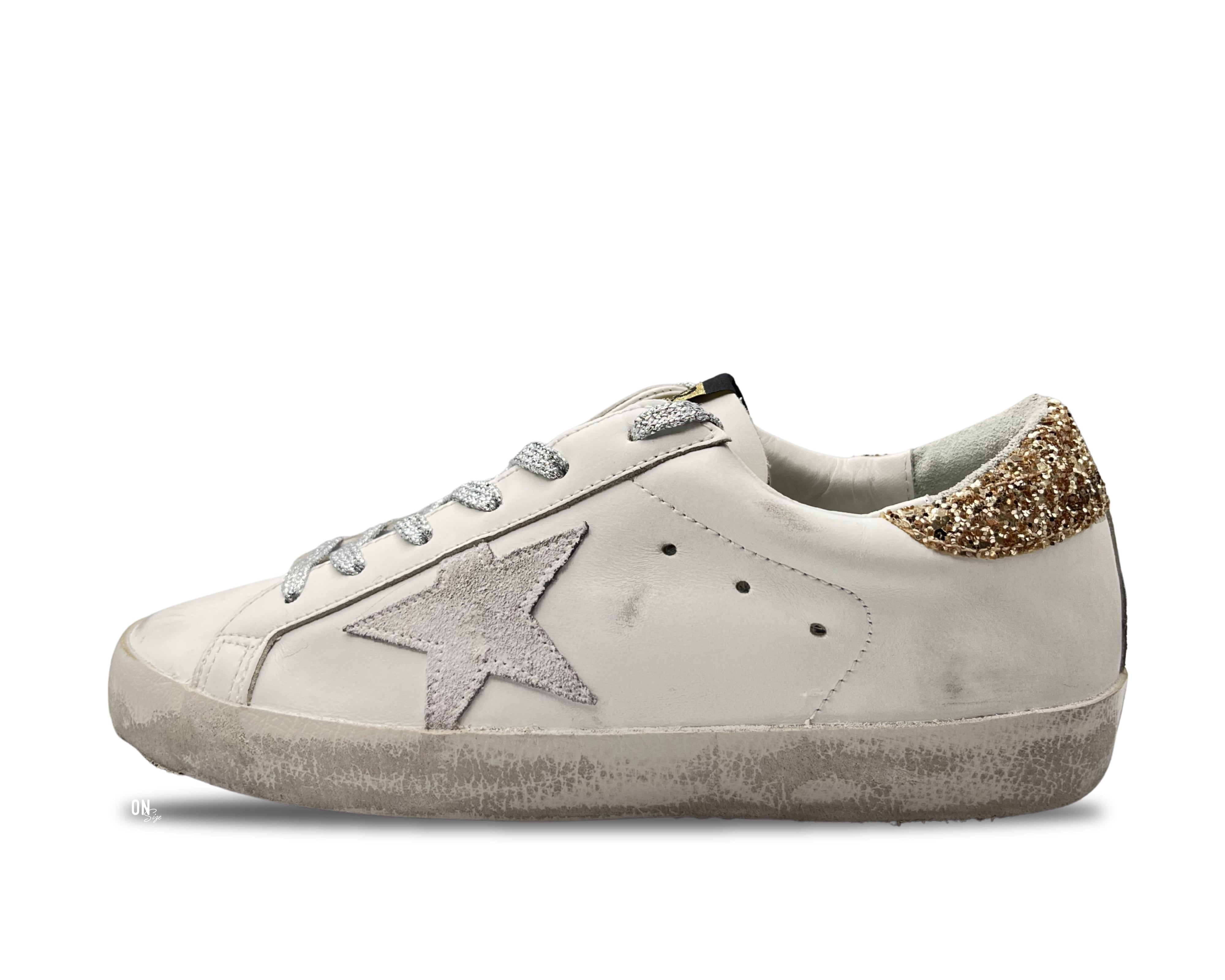 Golden Goose Super-Star Private Edition White Gold Glitter - OnSize