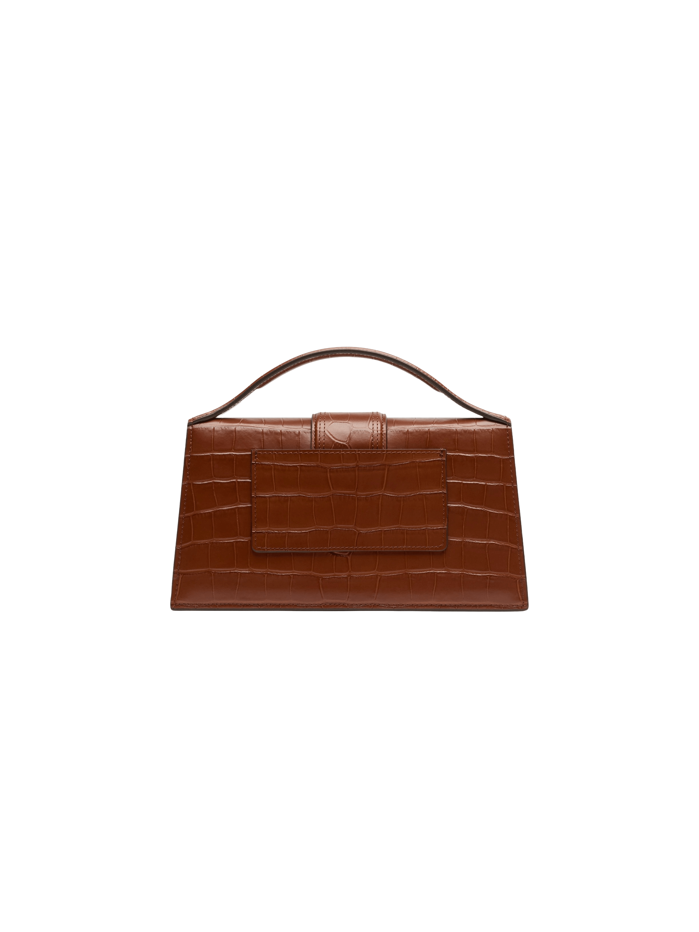 Jacquemus Le grand Bambino Crossbody Strap Handbag Croco Dark Brown - OnSize