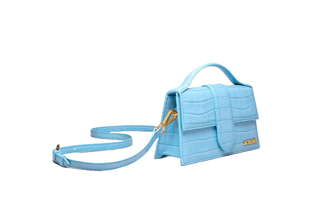 Jacquemus Le grand Bambino Crossbody Strap Handbag Croco Embossed Gradient Blue - OnSize