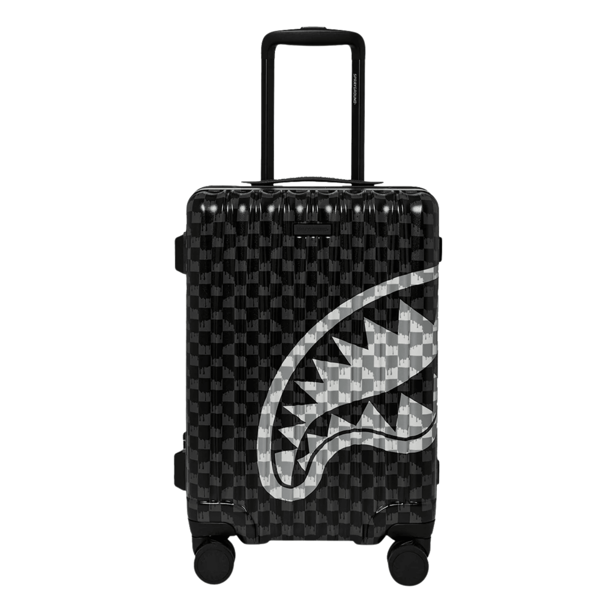 Sprayground Black And White Drip Check Shark Carry-On Luggage - OnSize