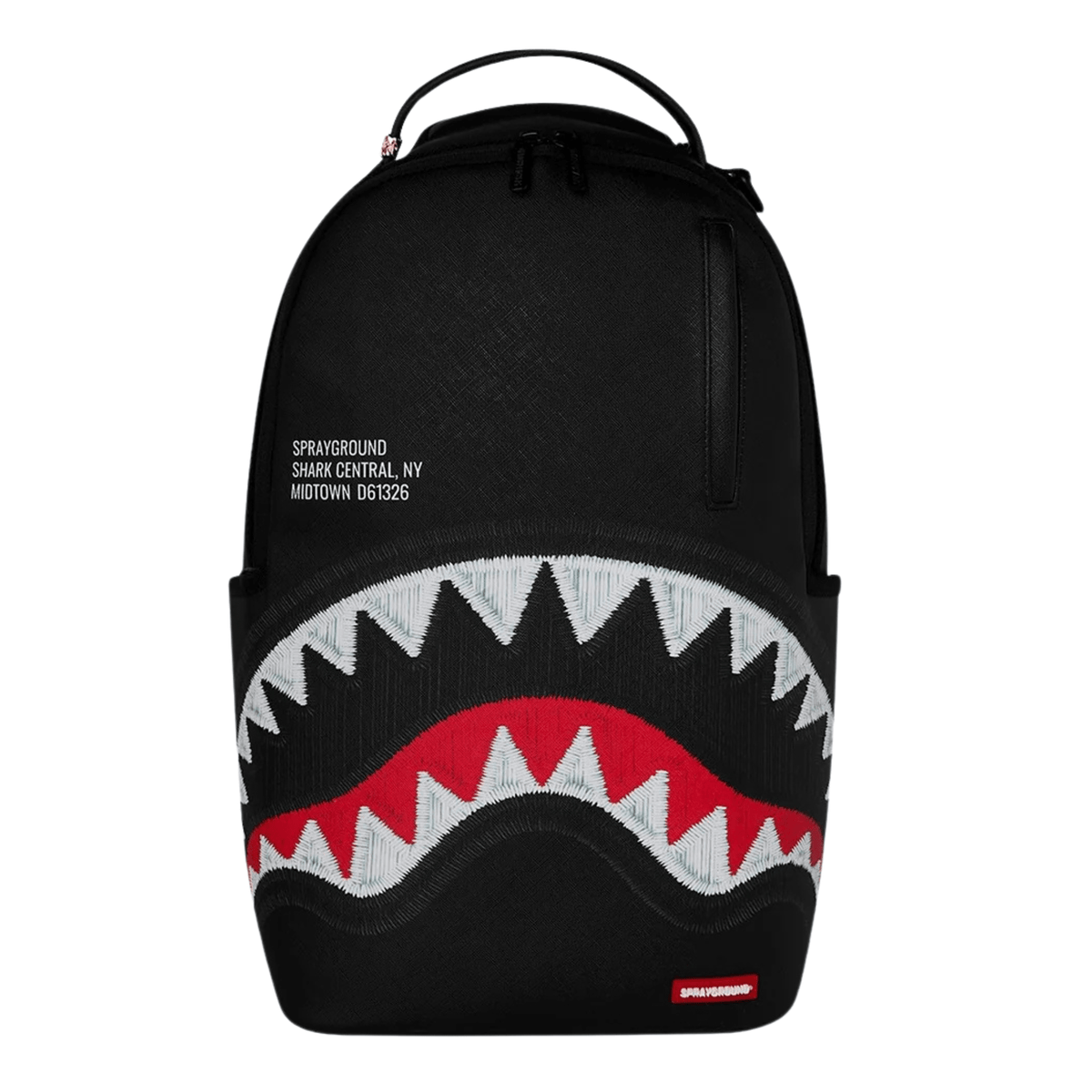 Sprayground Shark Central Black Embroidered Shark Backpack - OnSize