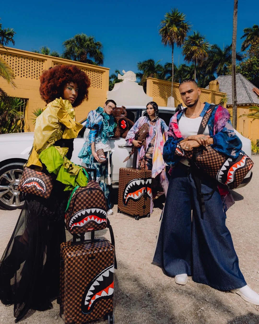 Sprayground Sharks In Paris WTF Bubble Brown Check Backpack - OnSize